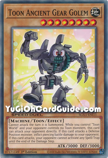 Yu-Gi-Oh Card: Toon Ancient Gear Golem