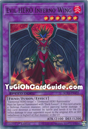 Yu-Gi-Oh Card: Evil HERO Inferno Wing