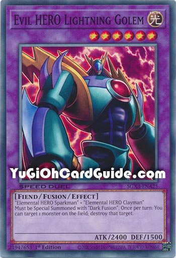Yu-Gi-Oh Card: Evil HERO Lightning Golem