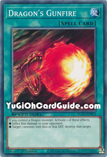 Yu-Gi-Oh Card: Dragon's Gunfire