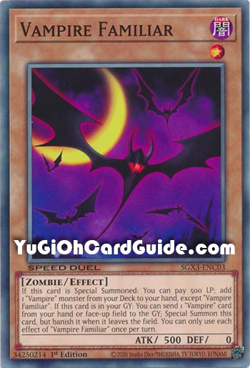 Yu-Gi-Oh Card: Vampire Familiar