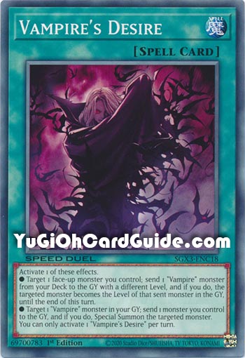Yu-Gi-Oh Card: Vampire's Desire