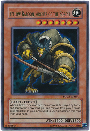 Yu-Gi-Oh Card: Yellow Baboon, Archer of the Forest