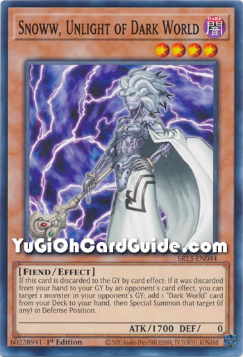 Yu-Gi-Oh Card: Snoww, Unlight of Dark World