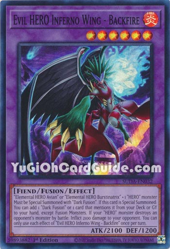 Yu-Gi-Oh Card: Evil HERO Inferno Wing - Backfire