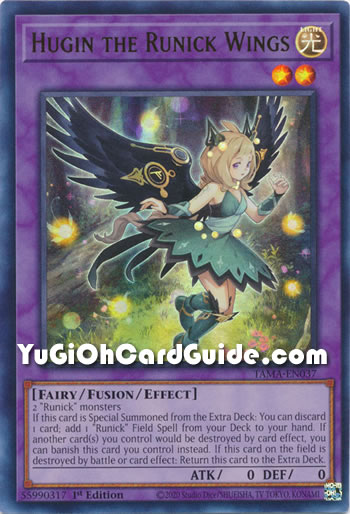 Yu-Gi-Oh Card: Hugin the Runick Wings