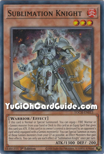 Yu-Gi-Oh Card: Sublimation Knight
