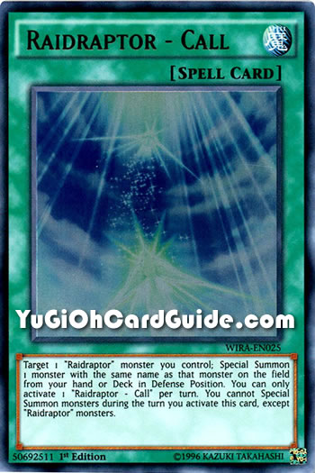 Yu-Gi-Oh Card: Raidraptor - Call